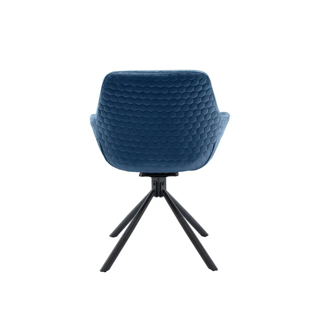 Armlehnstuhl mit Wabensteppung Samt Blau - HomeDesign Knaus