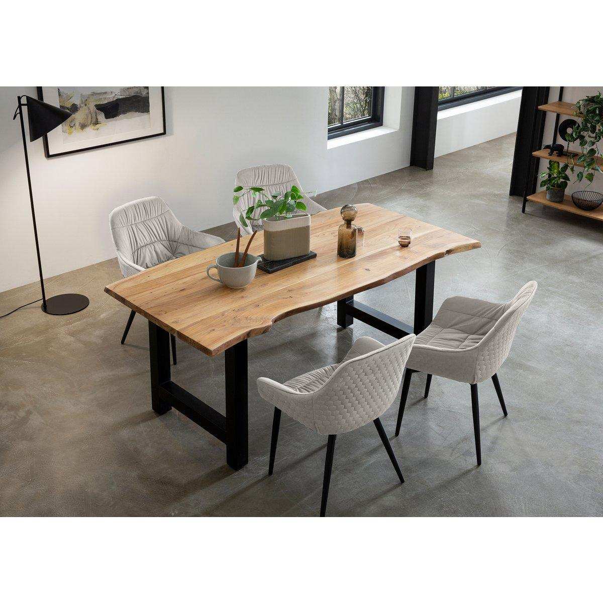 Armlehnstuhl mit Wabensteppung Samt Creme - HomeDesign Knaus