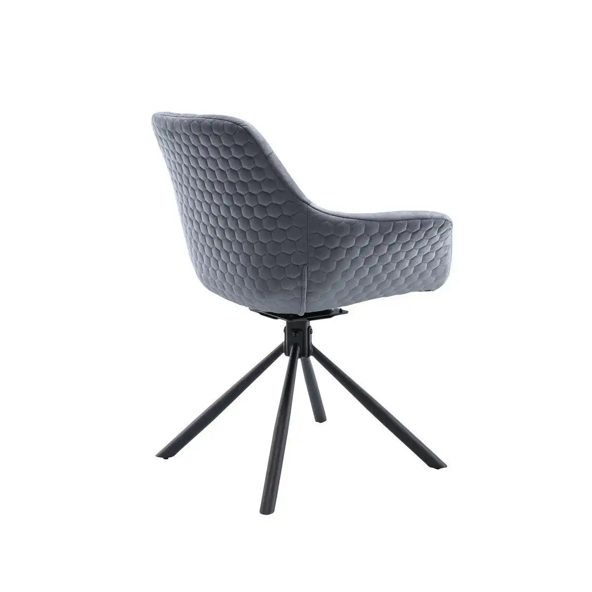 Armlehnstuhl mit Wabensteppung Samt Grau - HomeDesign Knaus