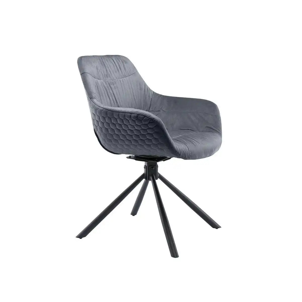 Armlehnstuhl mit Wabensteppung Samt Grau - HomeDesign Knaus