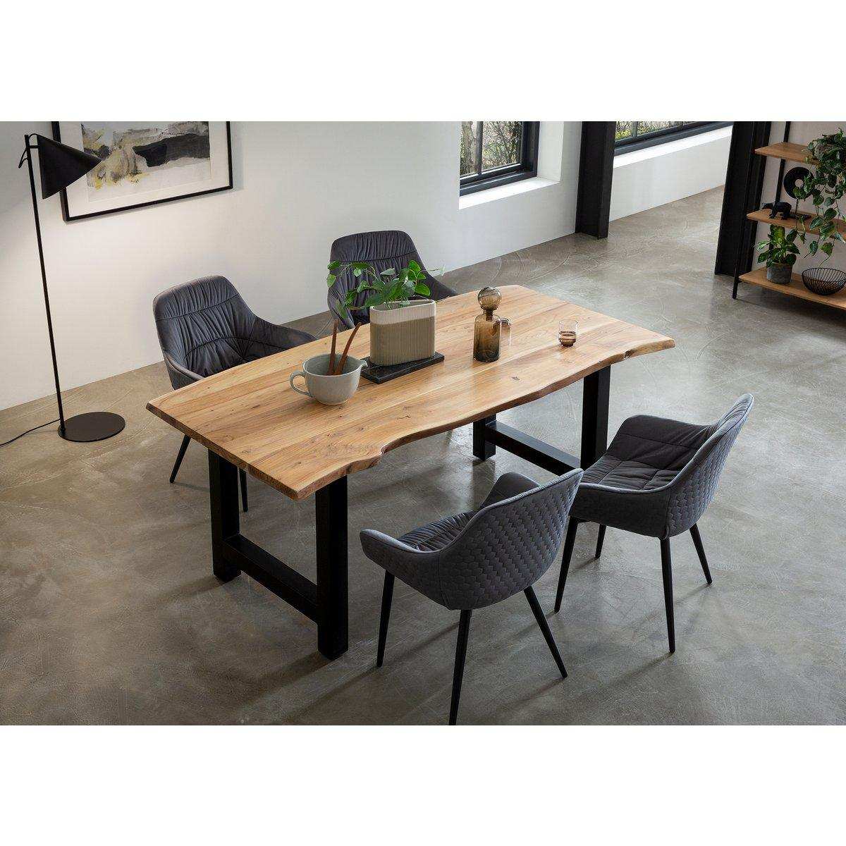 Armlehnstuhl mit Wabensteppung Samt Grau - HomeDesign Knaus