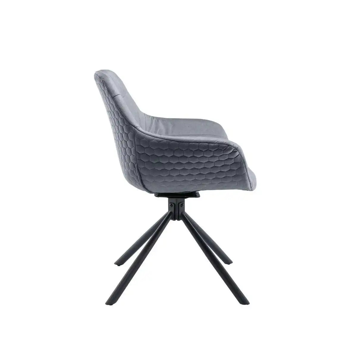 Armlehnstuhl mit Wabensteppung Samt Grau - HomeDesign Knaus