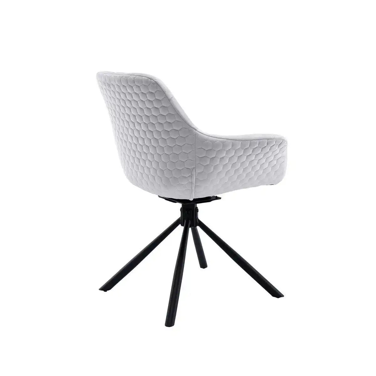 Armlehnstuhl mit Wabensteppung Samt Hellgrau - HomeDesign Knaus