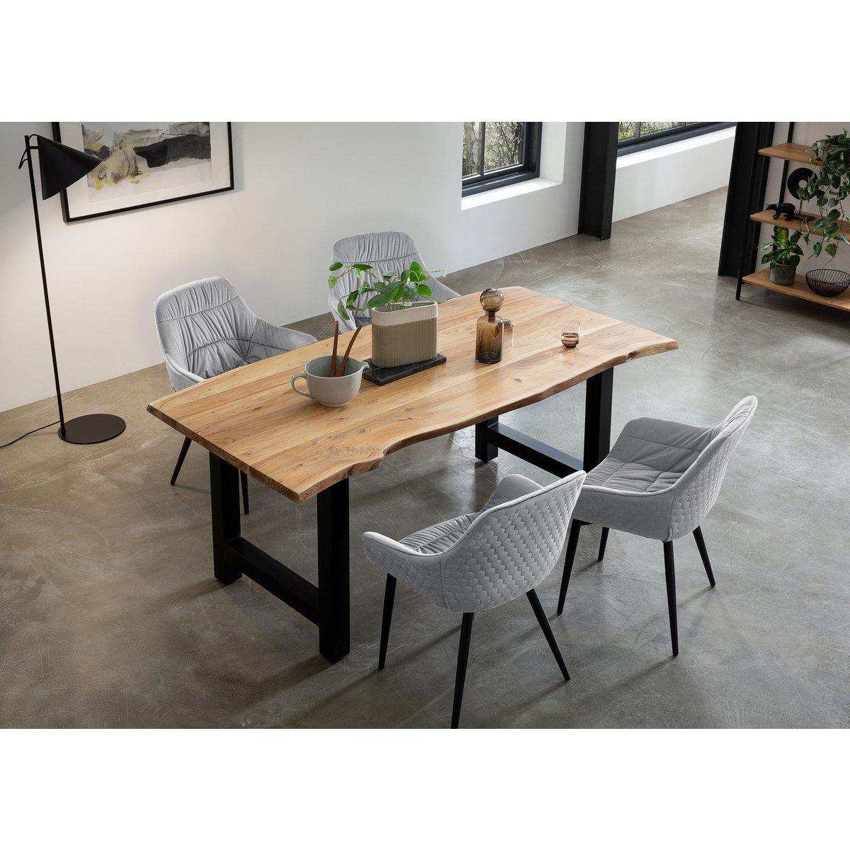 Armlehnstuhl mit Wabensteppung Samt Hellgrau - HomeDesign Knaus