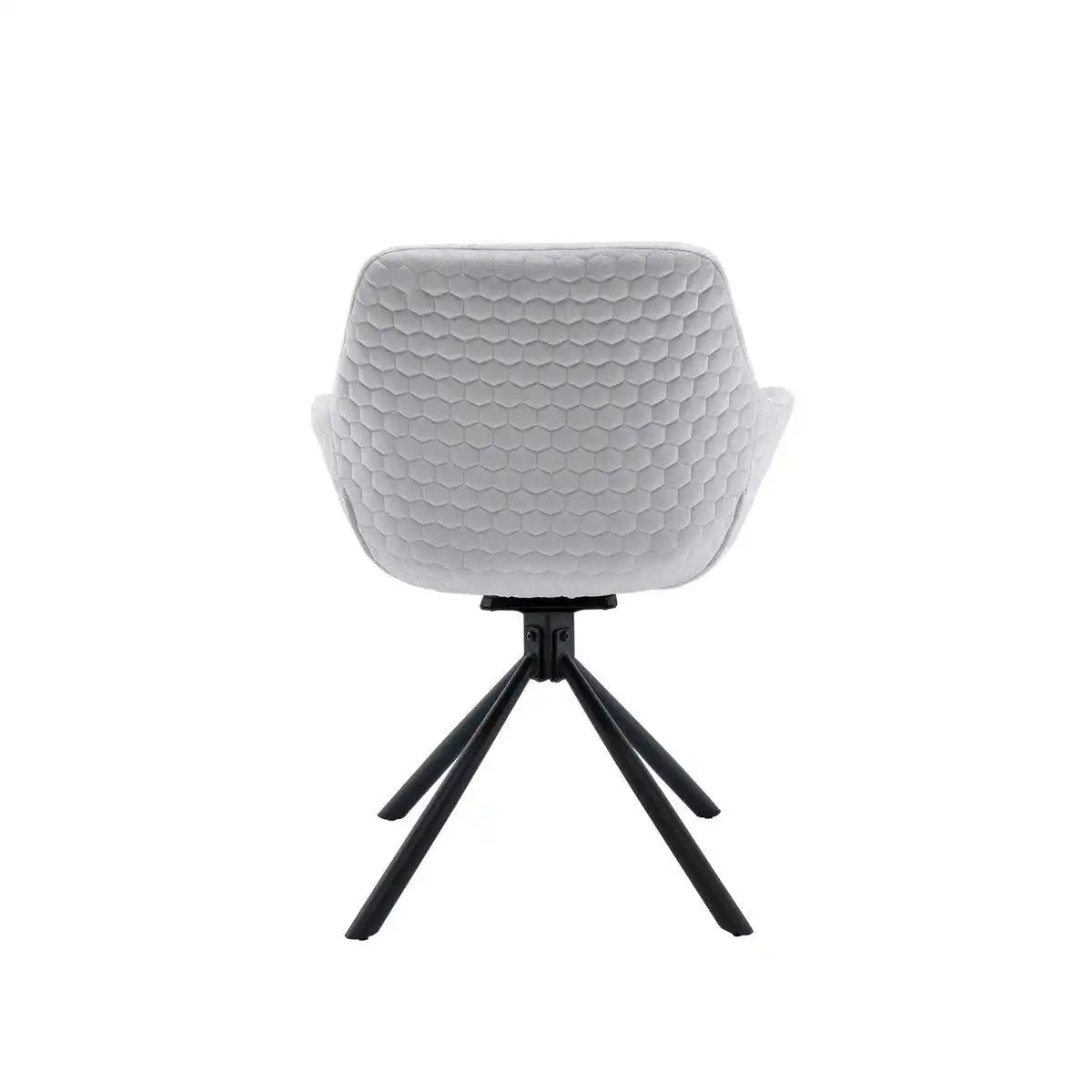 Armlehnstuhl mit Wabensteppung Samt Hellgrau - HomeDesign Knaus