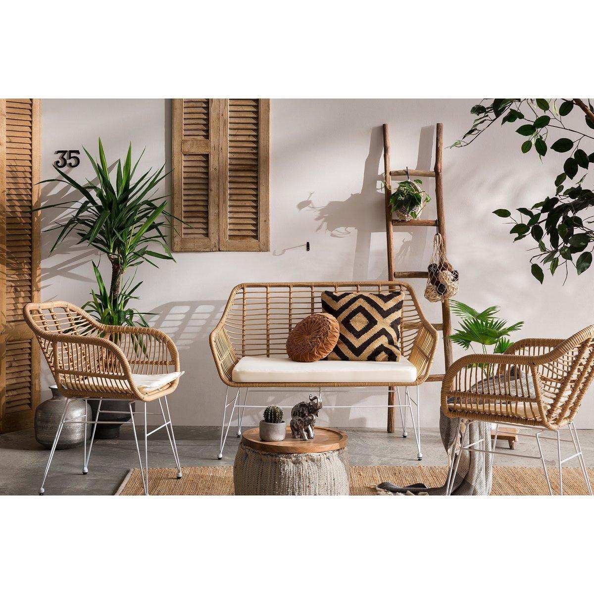 Armlehnstuhl Rattanoptik 2er Set natur - HomeDesign Knaus
