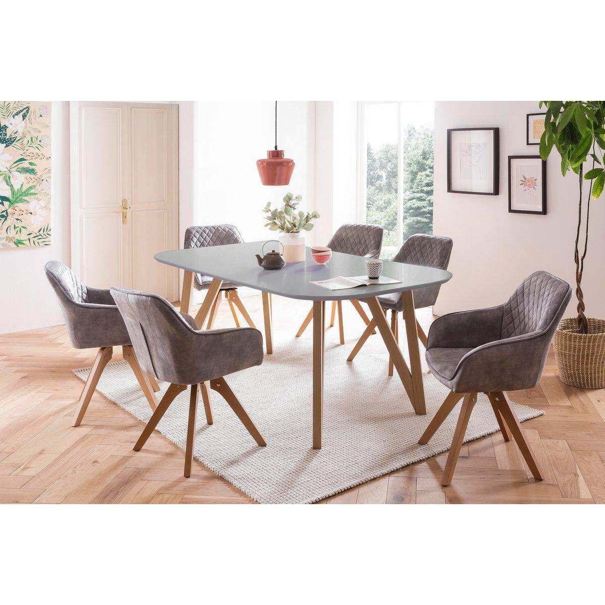Armlehnstuhl Vintage-Samtvelours, Grau - HomeDesign Knaus