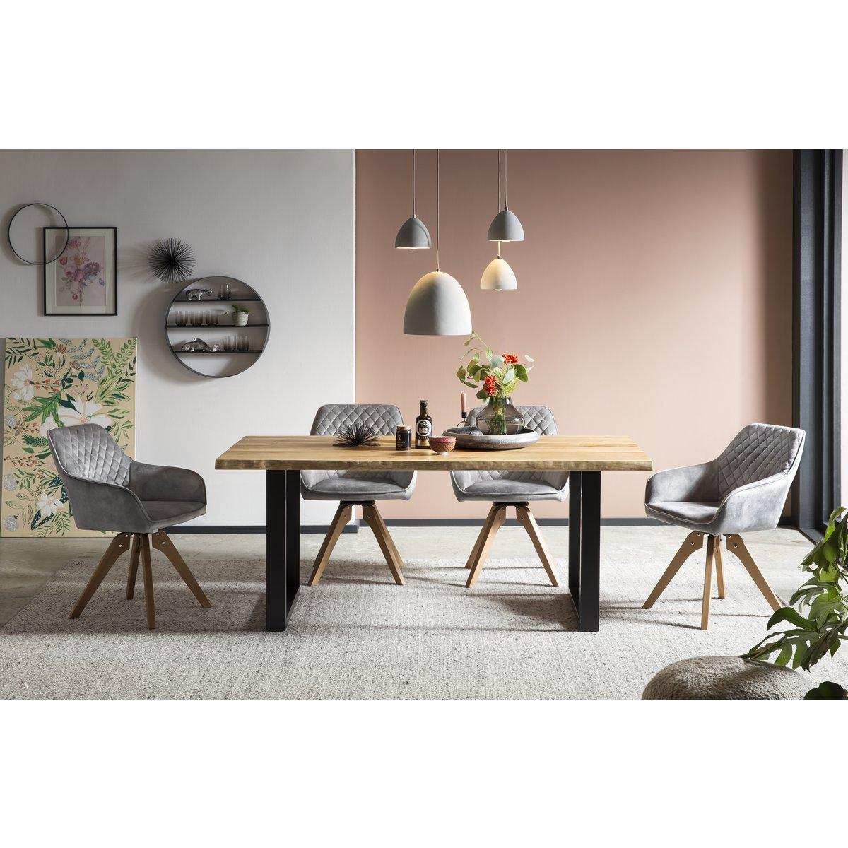 Armlehnstuhl Vintage-Samtvelours, Grau - HomeDesign Knaus