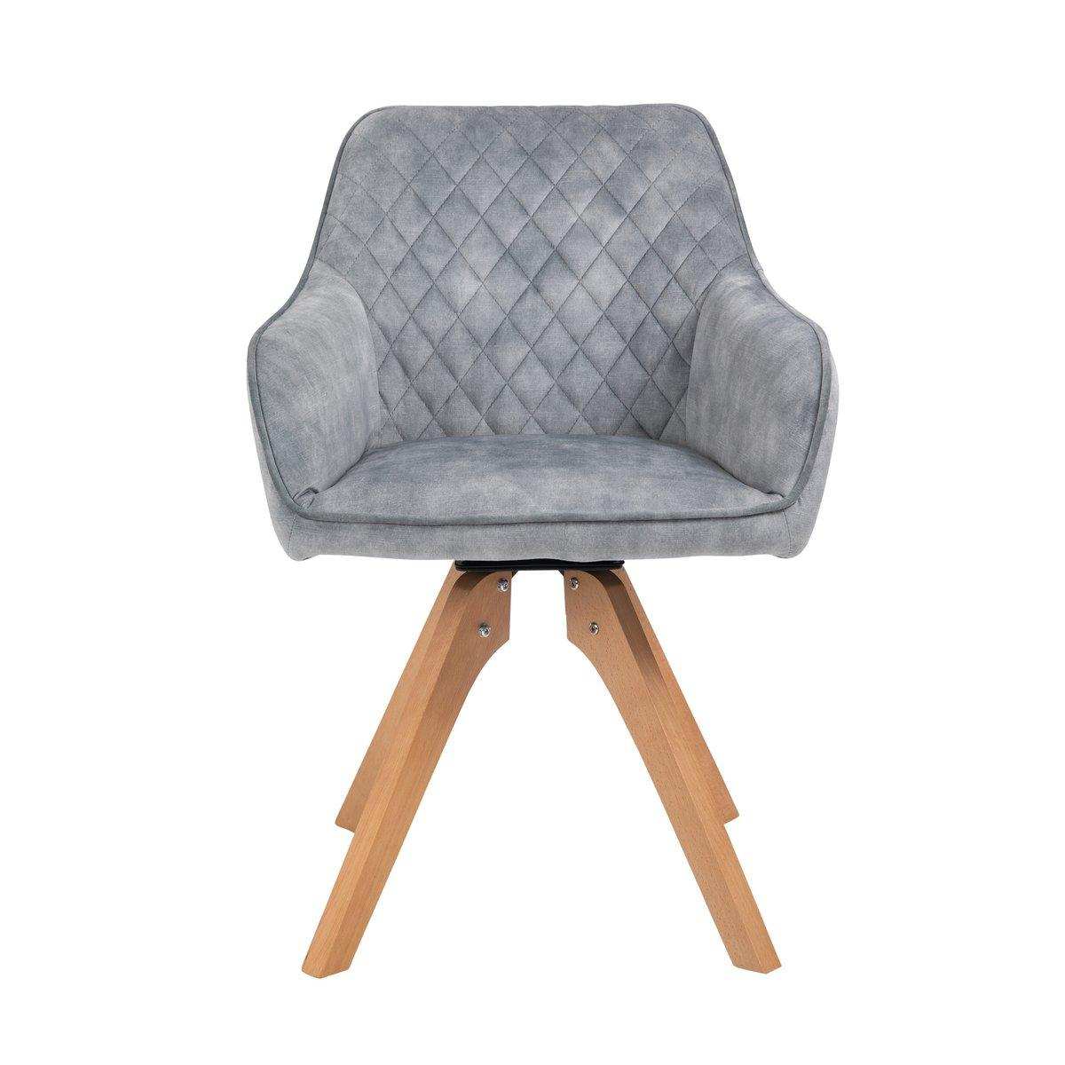 Armlehnstuhl Vintage-Samtvelours, Grau - HomeDesign Knaus