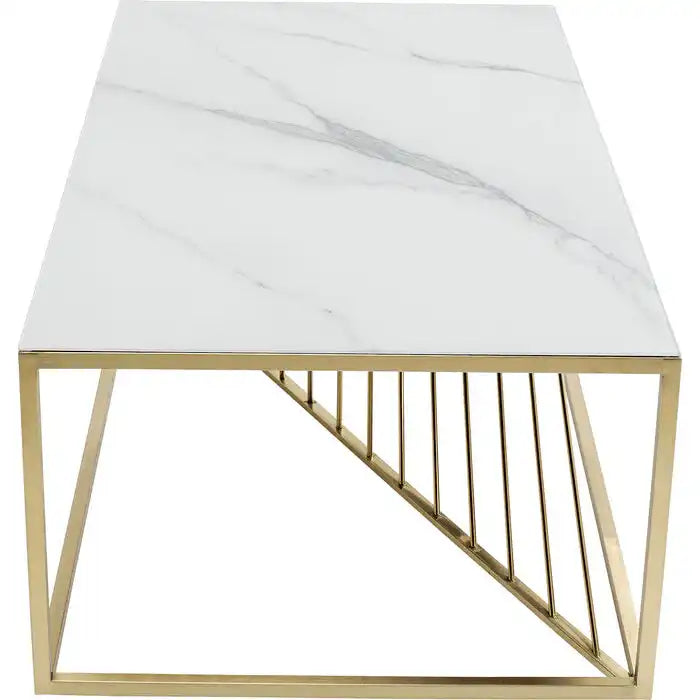 ART MARBLE Couchtisch Wohnzimmertisch weißen Mamor Handgefertigt Gold - HomeDesign Knaus