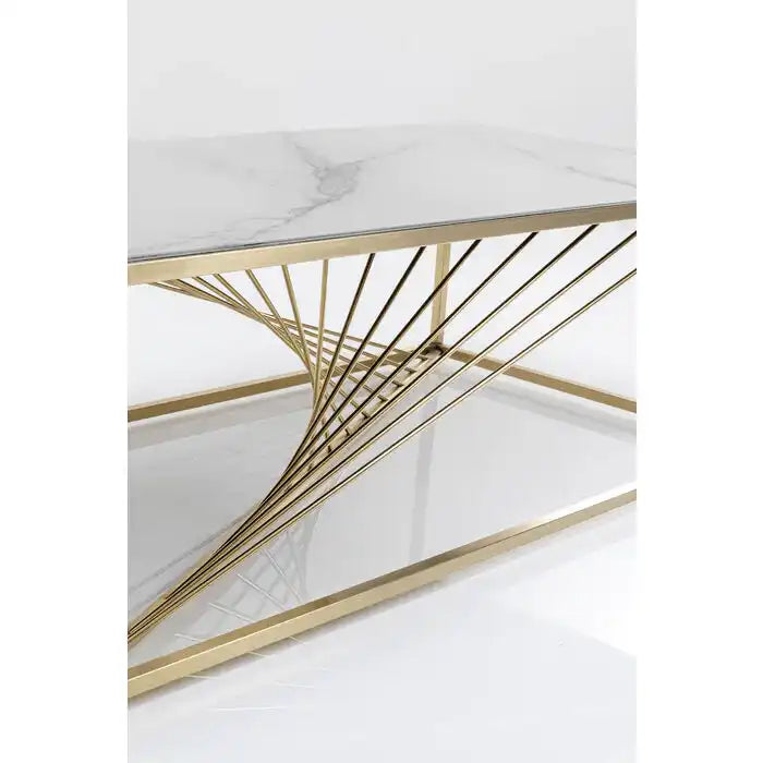 ART MARBLE Couchtisch Wohnzimmertisch weißen Mamor Handgefertigt Gold - HomeDesign Knaus