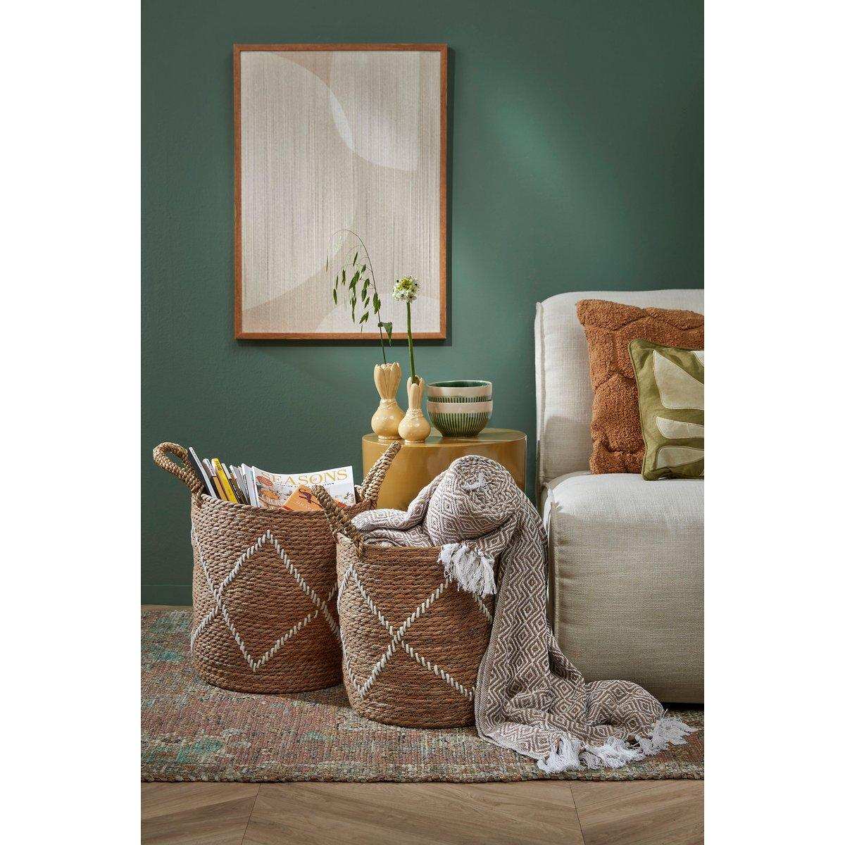 Aufbewahrungskorb – 2er-Set – H49 x Ø38 cm – Seegras – Braun - HomeDesign Knaus