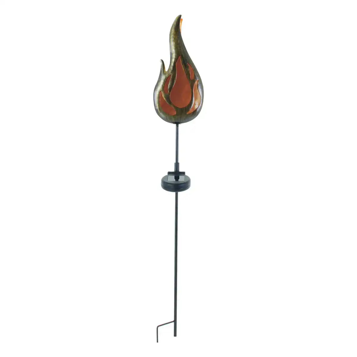 LED-Solar Erdspieß "FLAMME" Außen Erdspieß aus bronzefarbenem Metall und Kunststoff, mit integrierter LED