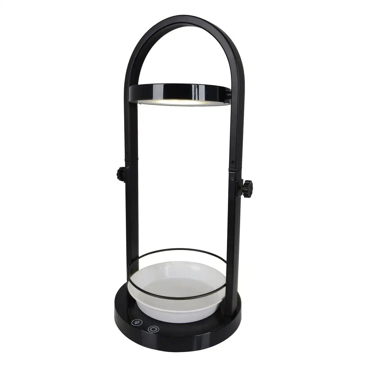 LED Pflanzen-Tischleuchte 53,5 cm hoch, aus Metall und Kunststoff in Schwarz, mit integrierter LED