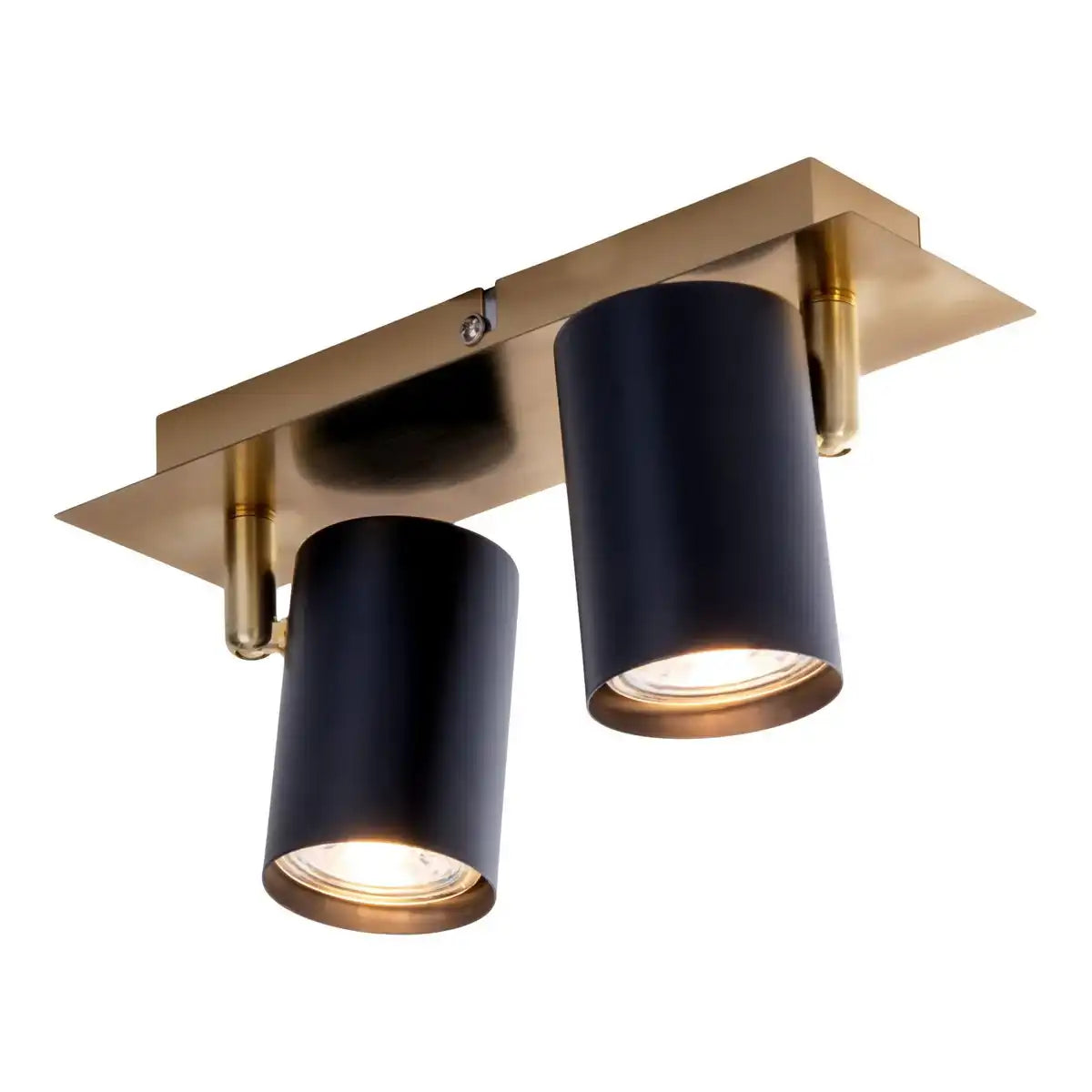 2er Wand- und Deckenleuchte "FRIDA" in Metall schwarz / Gold, Deckenstrahler, GU10, Deckenlampe für Esszimmer, Wohnzimmer, Diele oder Büro, 24 cm lang
