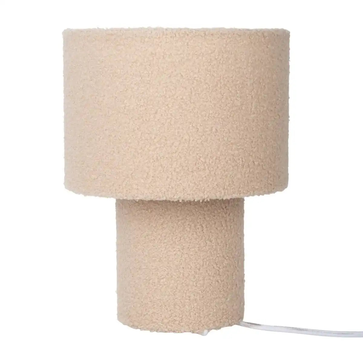 Tischleuchte "FLUFFY" mit Textilschirm und -fuß in Almond, E27, ca. 31 cm hoch
