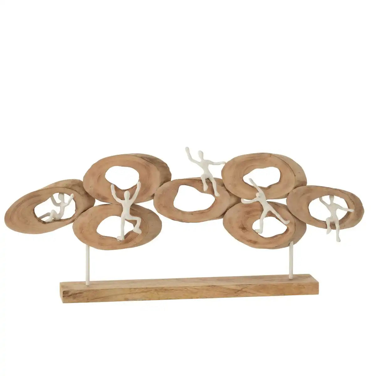 J-Line Dekorationsfiguren 5 im Ring – Holz – Natur