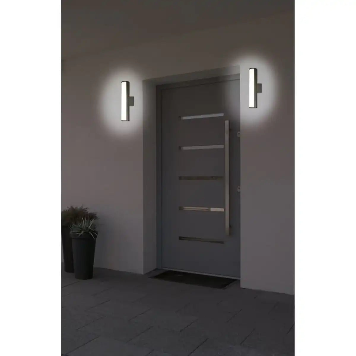 LED Außen Wandleuchten "FLAIR", 30cm aus grauem Metall und Kunststoff, mit integrierter LED