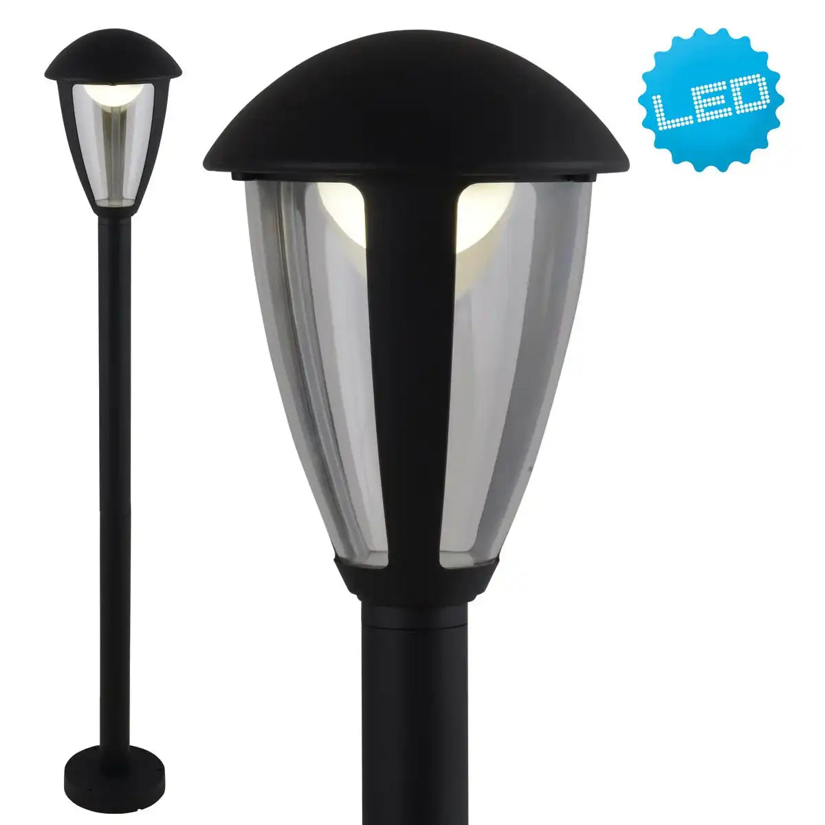 LED-Außensockelleuchte "CLINT" , aus Metall und Kunststoff in Schwarz, mit integrierter LED, Wegeleuchten