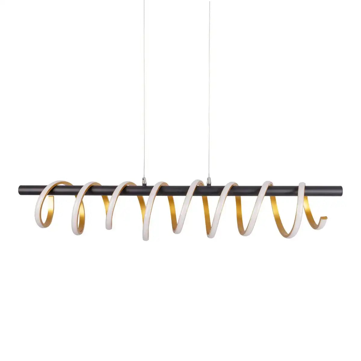 LED Pendelleuchte "BELLEZA", moderne Pendellampe aus Metall und Kunststoff Schwarz, Gold und Weiß, mit fest verbauten LEDs, 100 cm lang. Die ideale Beleuchtung für Wohnzimmer, Esszimmer oder Küche.