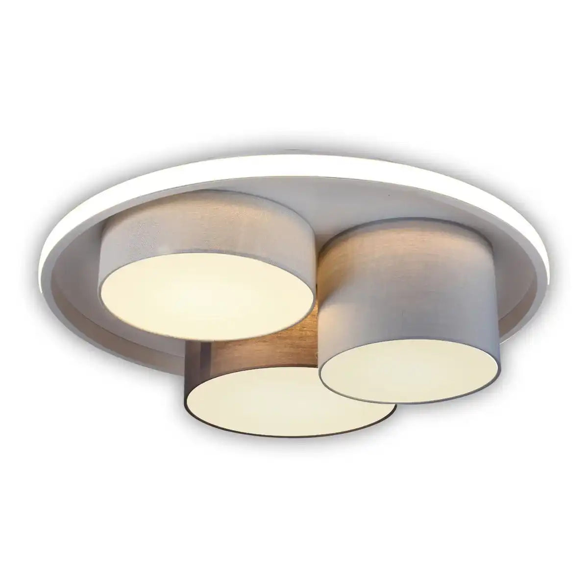 3er-LED Deckenleuchte "EPPAN" Ø 56cm, aus Metall, Kunststoff und Textil in Grau, integrierte LEDs, Beleuchtung für Wohnzimmer, Büro oder Eingangsbereich