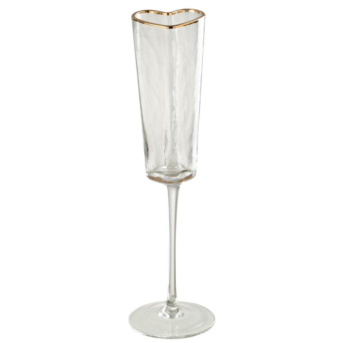J-Line Champagnerglas Heart - Glas - Gold/Transparent