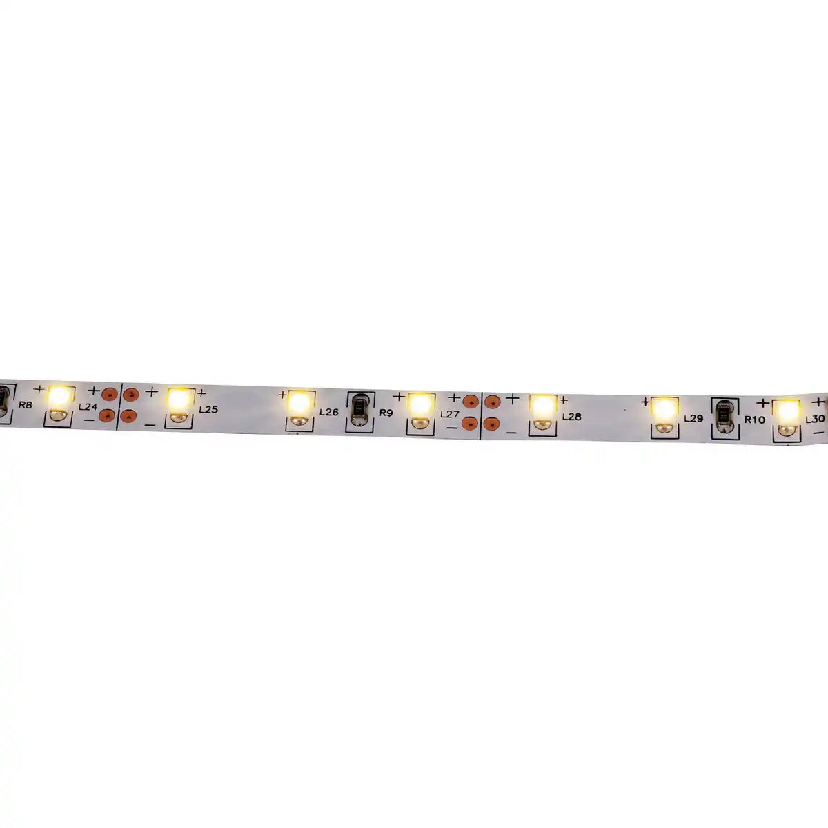 LED "Stripe" ca. 5 m lang, mit 2 x 10 cm Flexverbindern und Steckernetzteil; 300 LEDs, warmweiß.