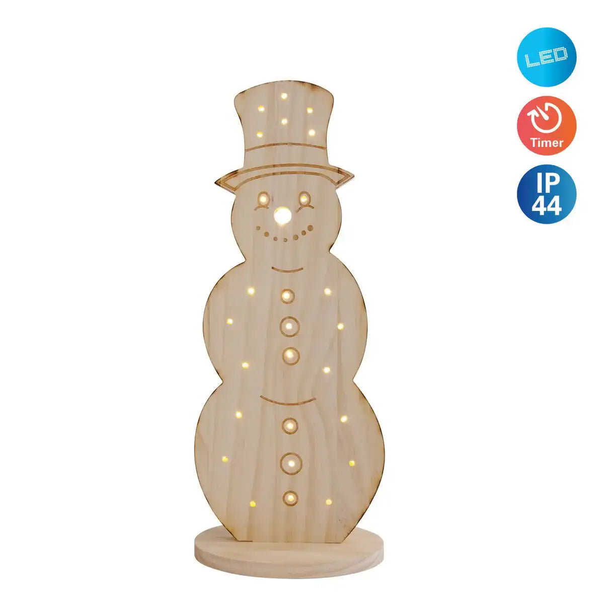 LED-Holz-Dekoleuchte "SNOWY" klein, Weihnachtsdeko aus Holz in Natur, mit fest verbauten LEDs, für den Außenbereich