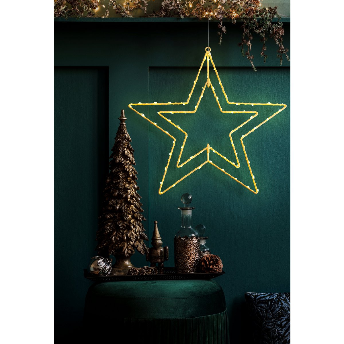 LED-Outdoor-Weihnachtsleuchte "Stern" Ø 40 cm Weihnachtsdeko aus Metall in Gold mit fest verbauten LEDs