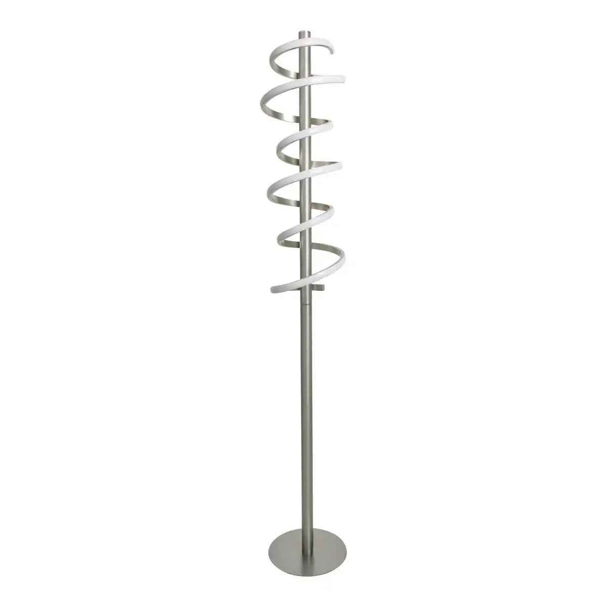 LED-Stehleuchte "BELLEZA", moderne Stehlampe aus Metall und Kunststoff in Nickel matt und Weiß, mit fest verbauten LEDs, 140 hoch, Beleuchtung für Wohnzimmer, Esszimmer, Schlafzimmer oder Büro.