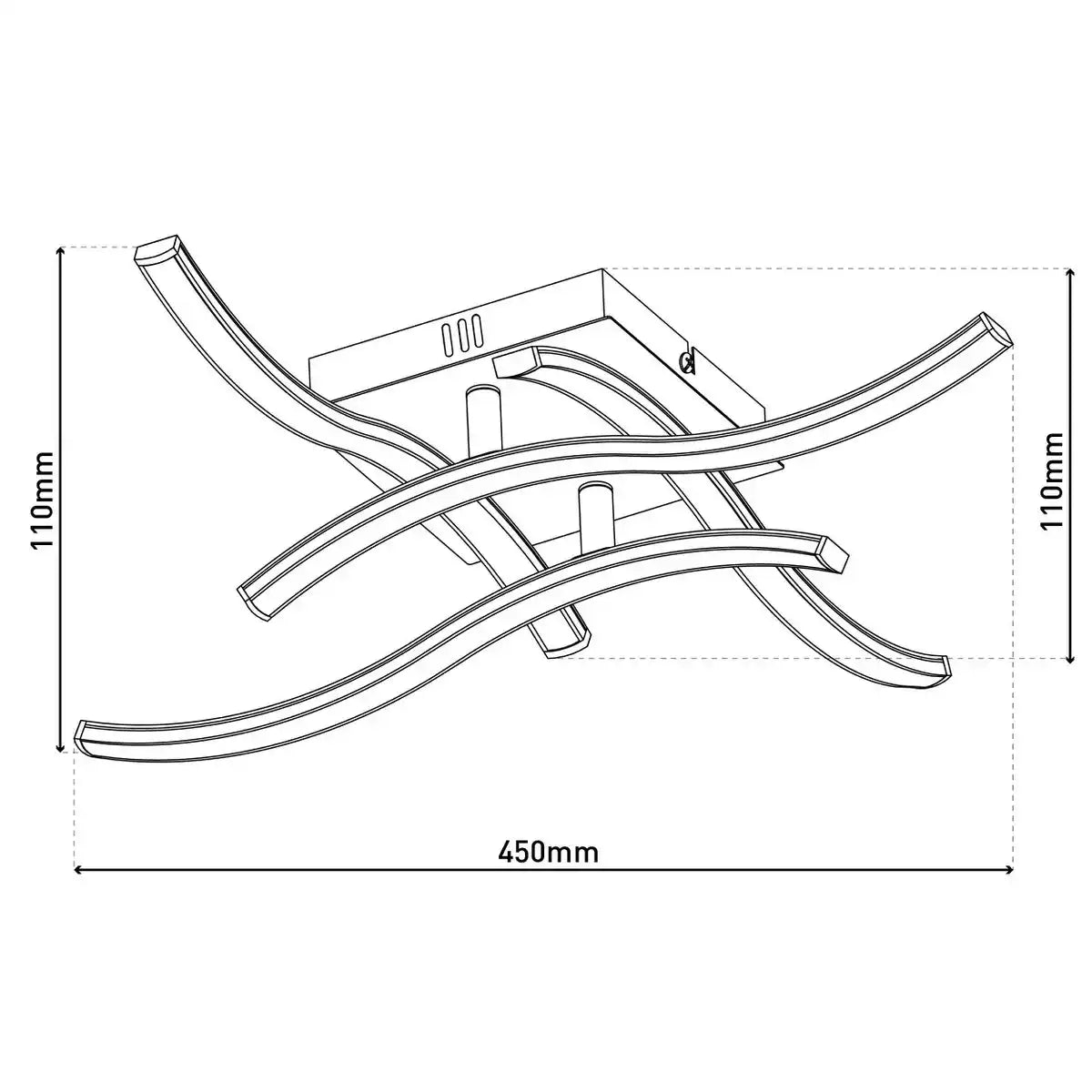 LED Deckenleuchte "ONDA" s: 45cm, Deckenlampe aus Metall und Kunststoff in Schwarz, LED festverbaut, Beleuchtung für Wohnzimmer, Esszimmer oder Büro 45 x 45 cm