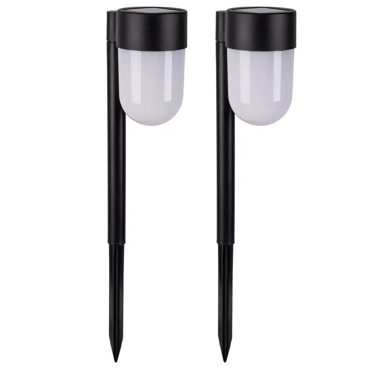2er-Set LED Solarspieß "SINA" 47,2 cm hoch, Kunststoff in Schwarz und Weiß, integrierte Led, warmweiß
