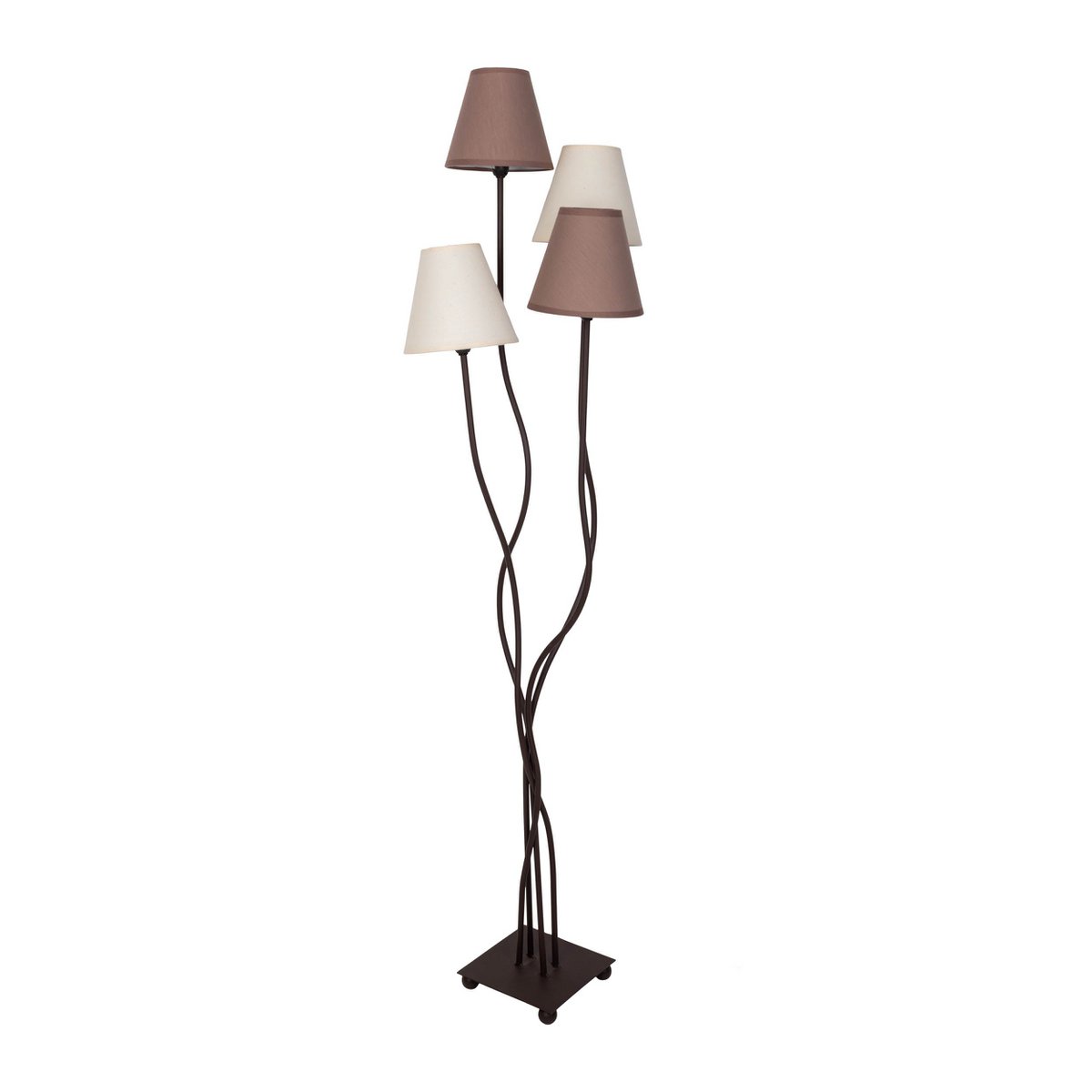 Textilstehleuchte 4-flammig "BOHO", Stehlampe in Beige/Braun, mit E14-Fassung, für Esszimmer, Wohnzimmer, Diele oder Büro, 138 cm hoch