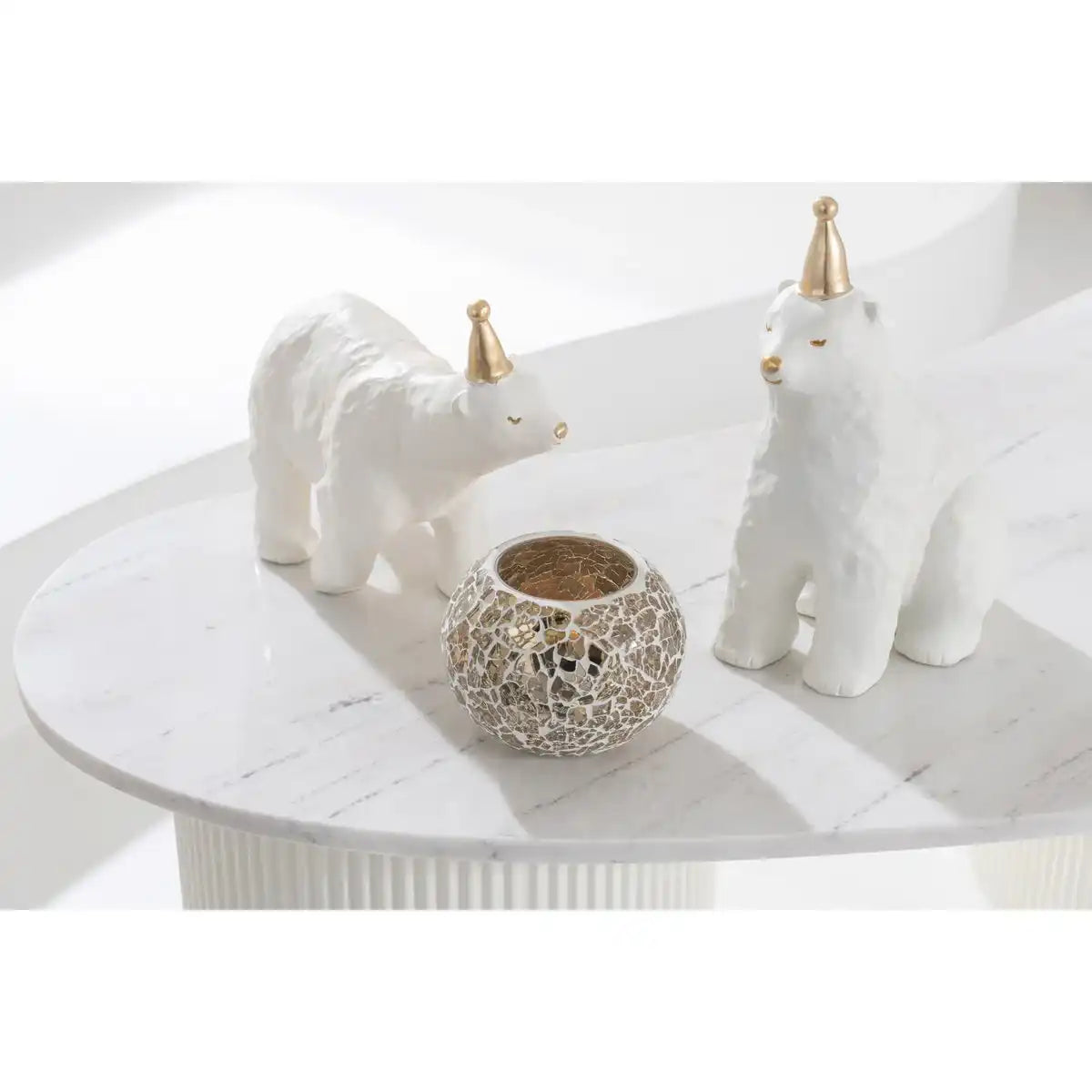 J-Line Polar Bear Party Hut Lime Weiß/Gold farbig