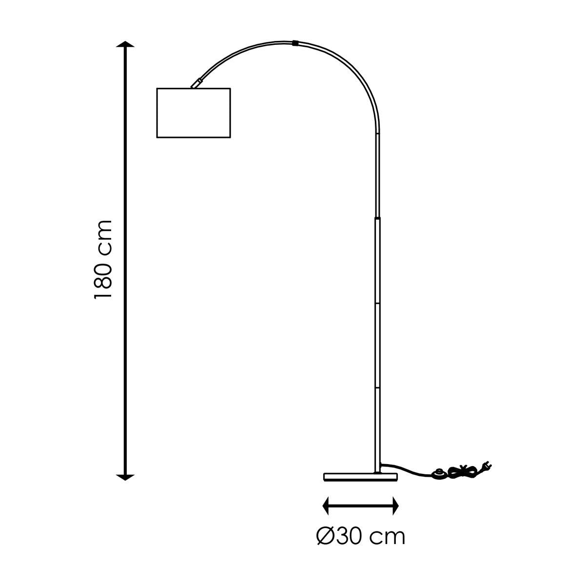 Moderne Bogen-Stehlampe – Duke – gebürsteter Stahl – Weiß