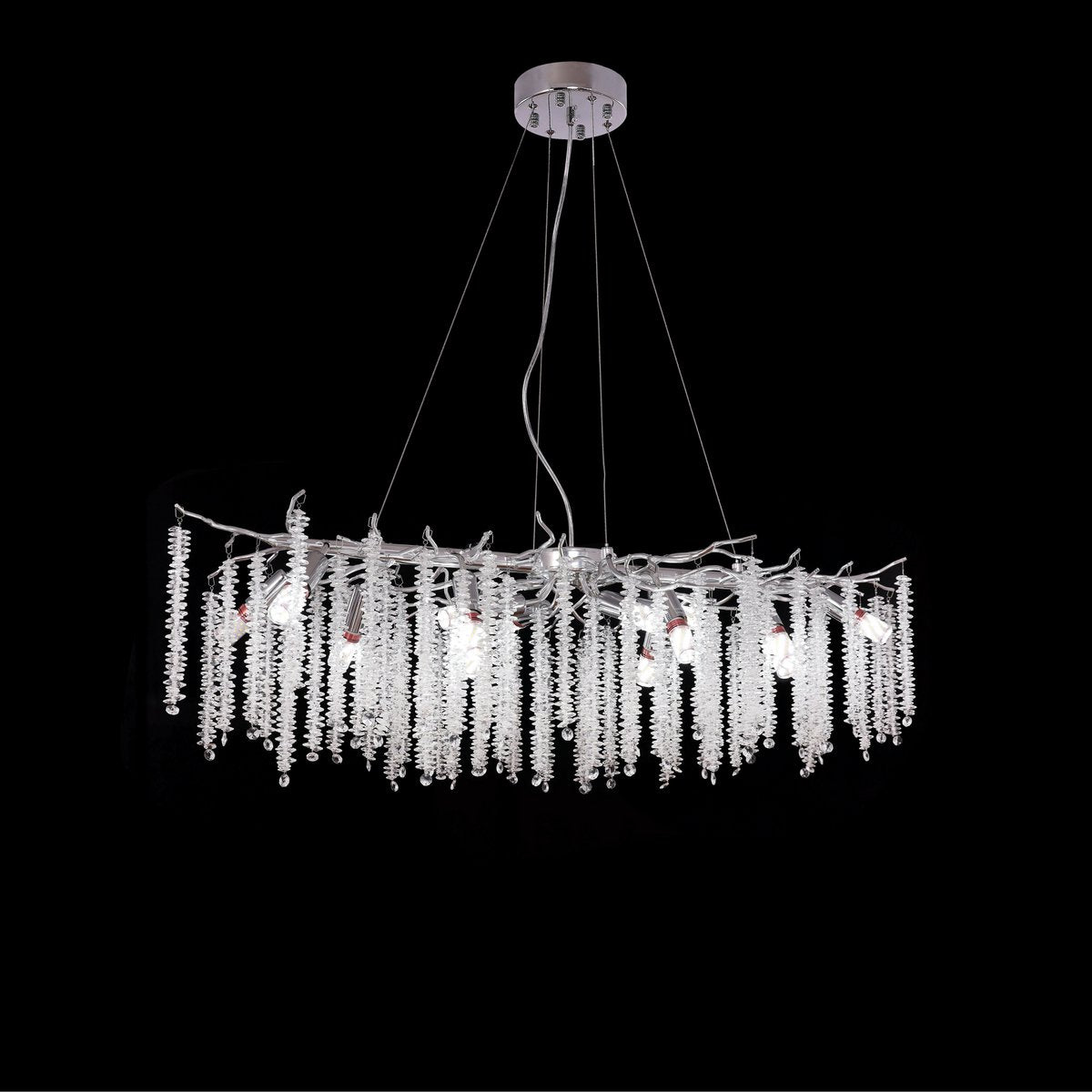 Kronleuchte Hanging Lamp Frost Silber 100x40 cm