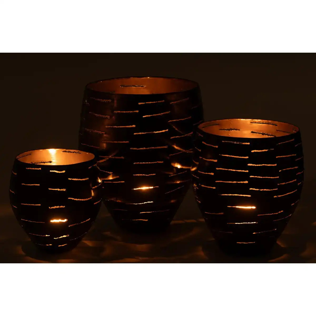 J-Line Set mit 3 Laternen aus Metall, Schwarz