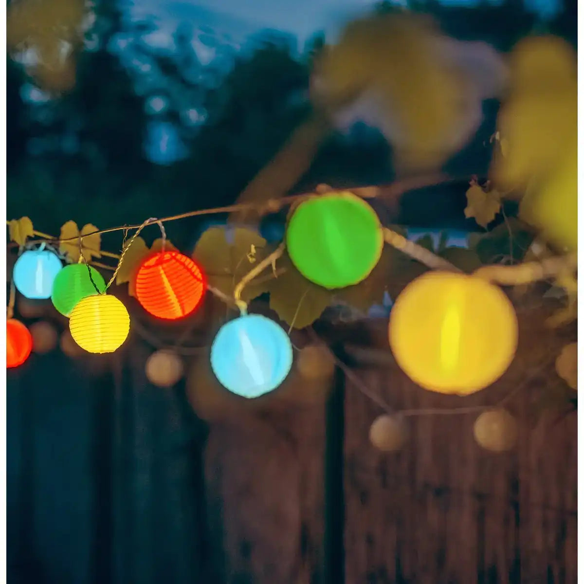 LED Textil-10er-Solar-Lichterkette bunt , für Außen, Lichterkette - Metall und Kunststoff und Textil , bunt, mit integrierter LED