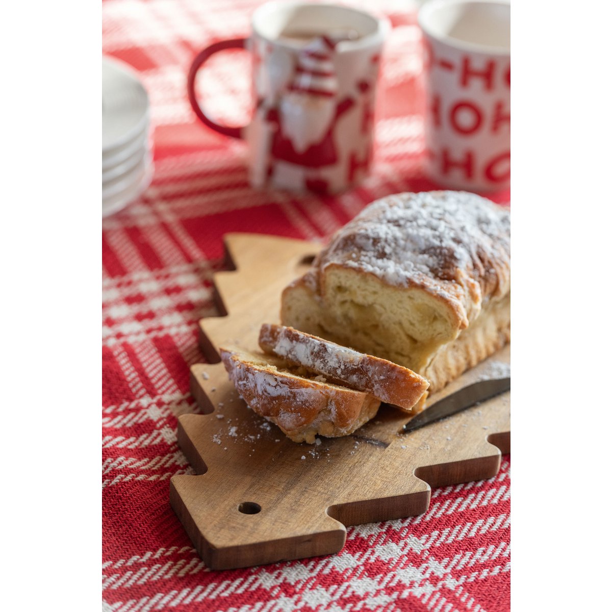 J-Line Cheese Board + Cheese Messer Weihnachtsbaum Chalkboard Natural