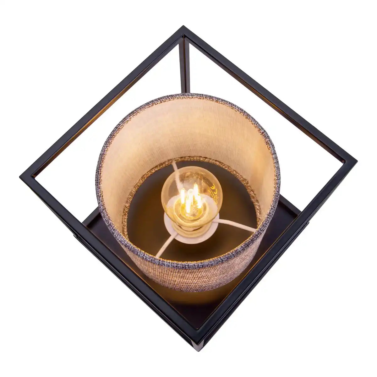 Tischleuchte "BETA" grau aus Metall mit Stoffschirm in grau, mit E14-Fassung, Lampe für Wohnzimmer, Esszimmer, Flur und Büro, 15 x 15 x 17 cm