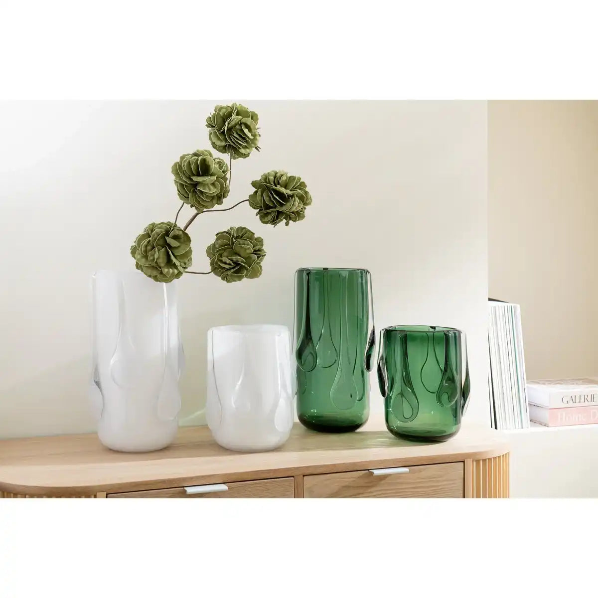 J -Line Vaas Dripy - Glas - Groen - klein - Ø 18,5 cm