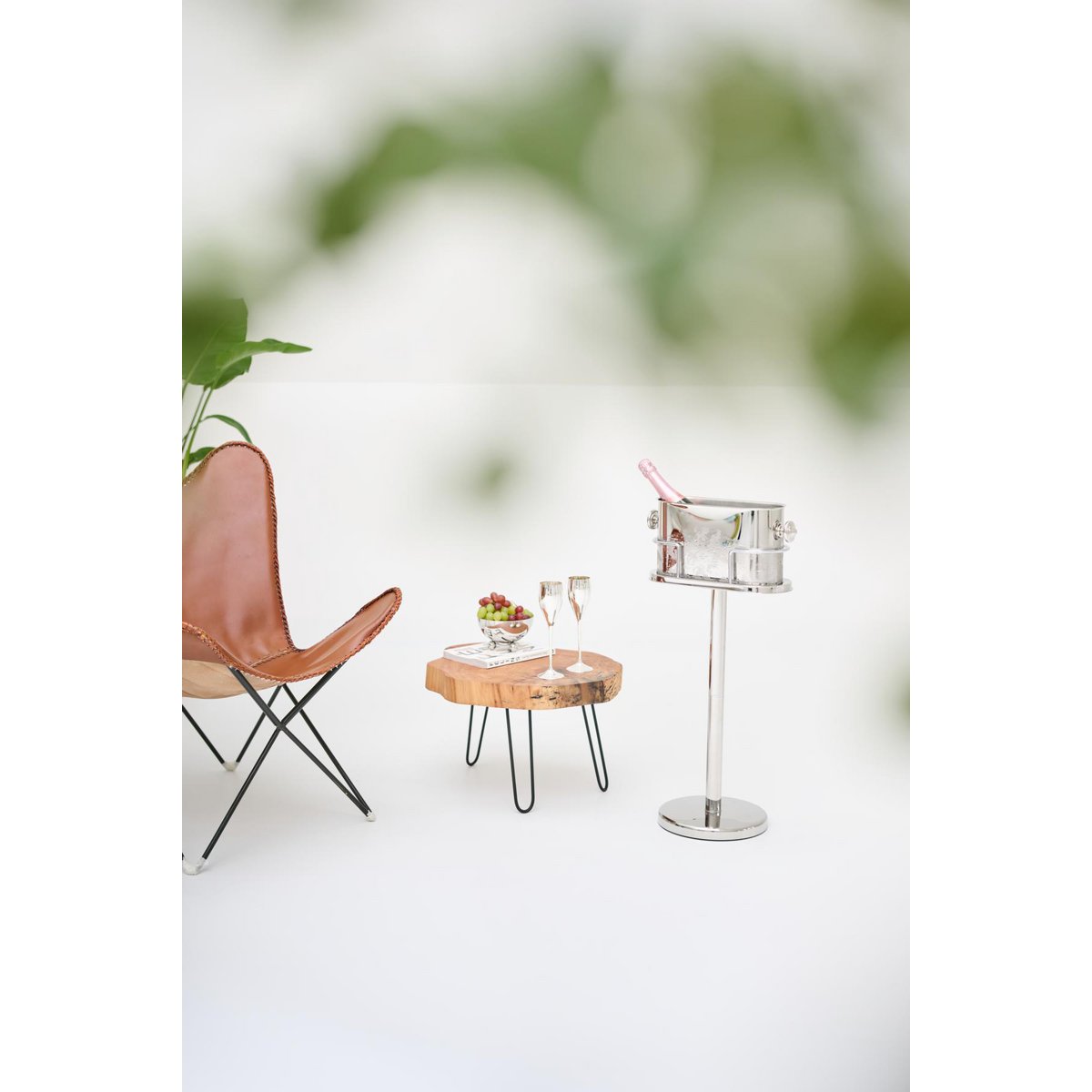 Weinkühler Leo (Höhe 79 cm) auf Ständer, Edelstahl hochglanzpoliert