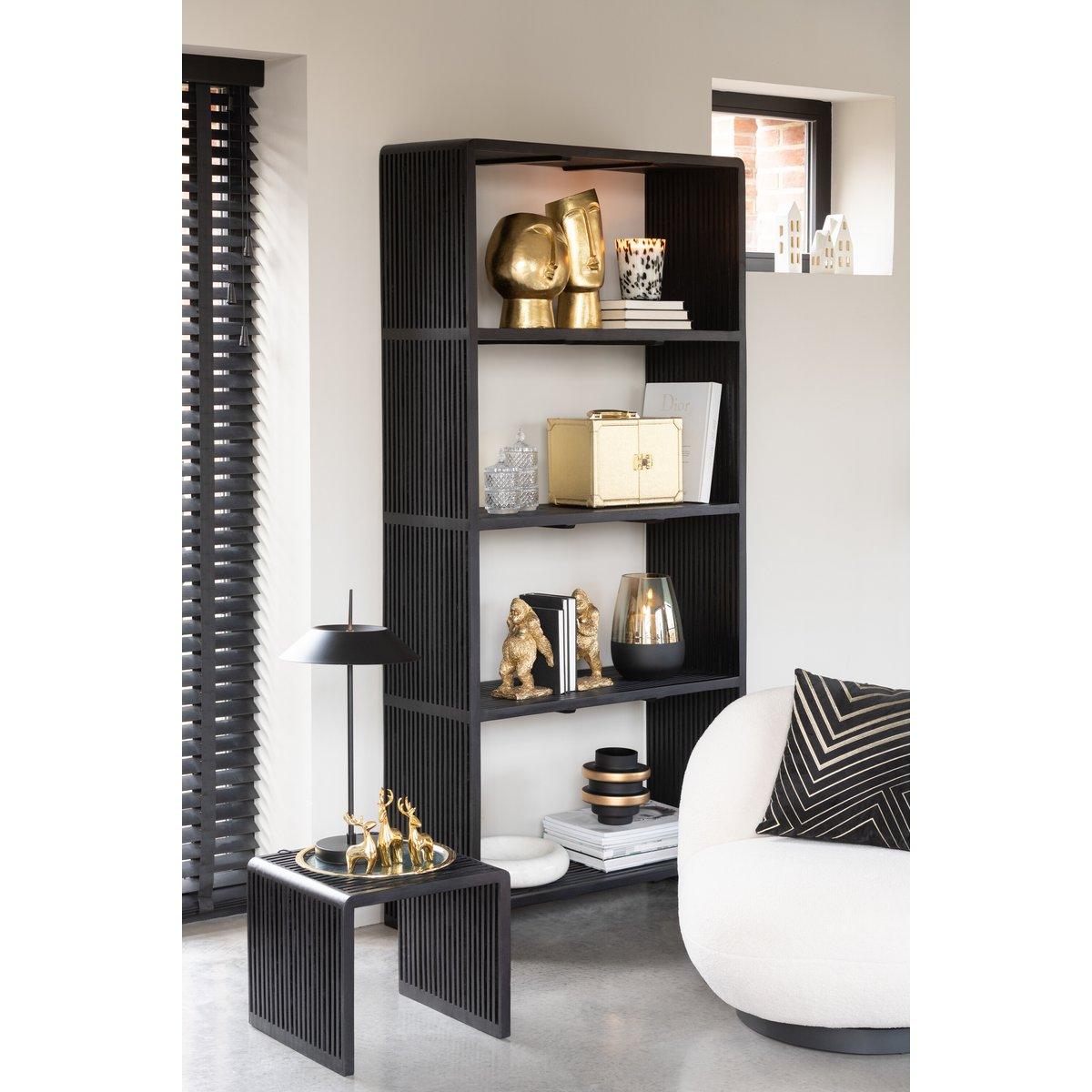 J-Line Bücherregal 4 Regale – recyceltes Holz – Schwarz