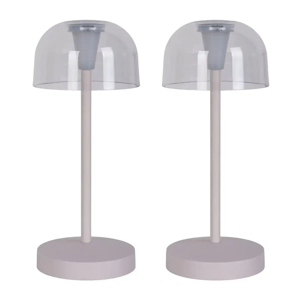 2er-Set LED-Akku-Tischleuchte "Gomba" für Außen und Innen, aus Metall und Kunststoff in Weiß , 18,5 cm hoch