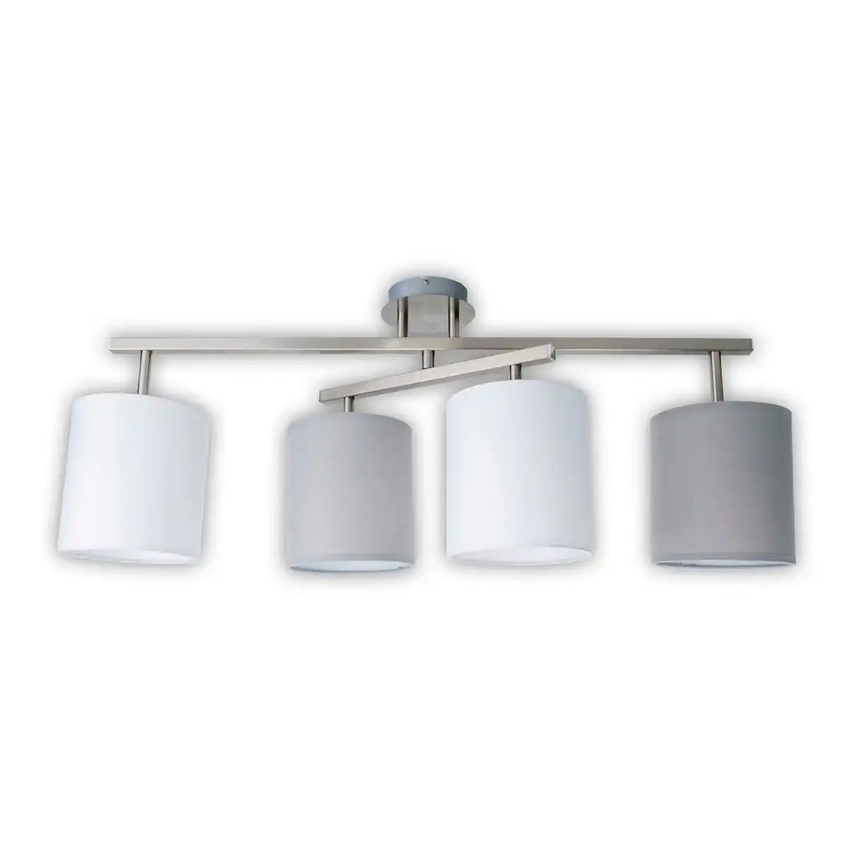 4er Deckenleuchte "TILDE", klassische Deckenlampe aus Metall und Textil in Grau mit E27-Fassung, 82 cm lang, die Schirme sind verstellbar, ideal für Wohnzimmer, Esszimmer und Schlafzimmer