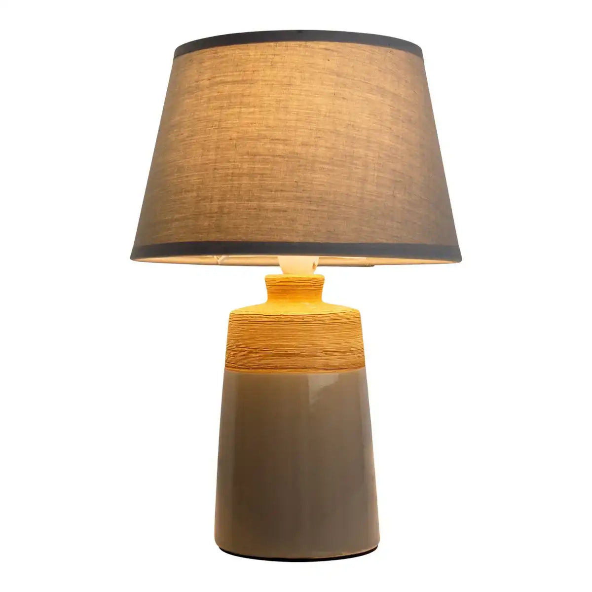 Keramik Tischleuchte "TALIA", Tischlampe aus Keramik, beige/grau, mit E14-Fassung, für Esszimmer, Wohnzimmer, Diele oder Büro, 31 cm hoch