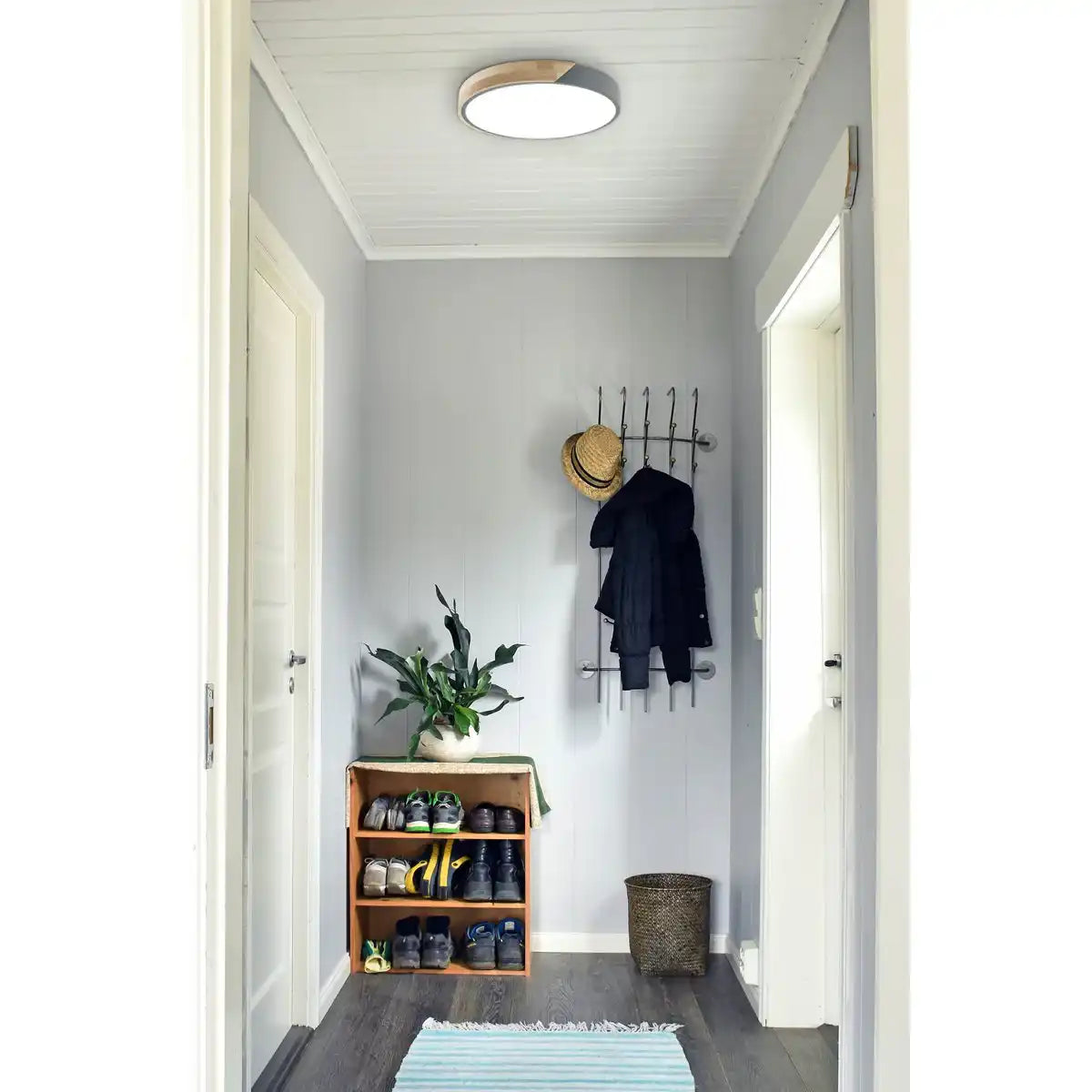LED Deckenleuchte "BORNEO", Ø 31 cm aus Metall und Kunststoff in Grau, integrierte LEDs, Beleuchtung für Wohnräume, Diele und Büro
