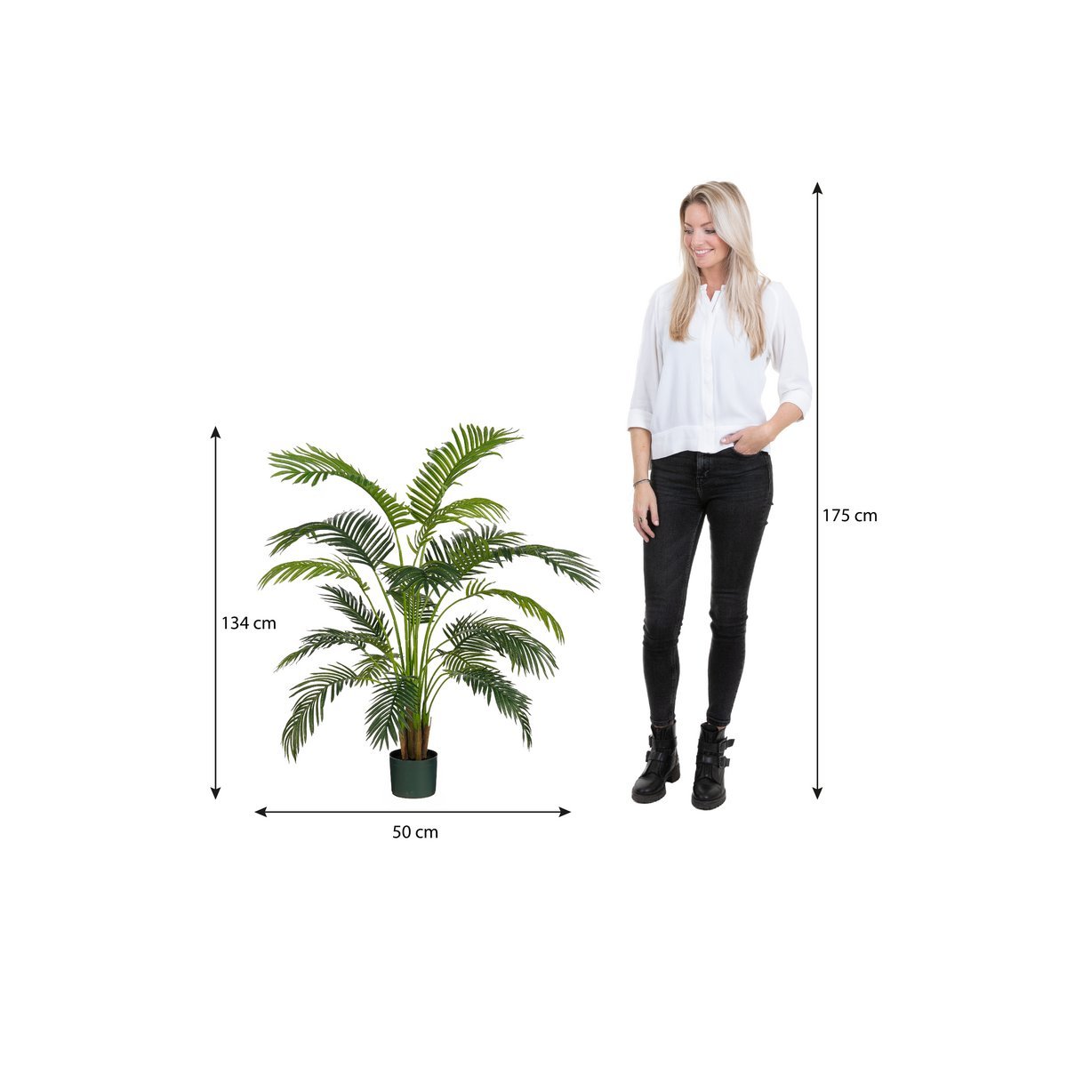 Areca Palm Artificial Pflanze im Topf - H134 x Ø50 cm - Grün