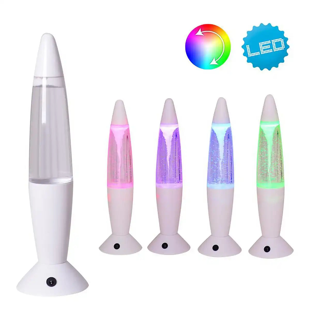 LED-Tischleuchte "TORNADO", die Deko Tischlampe aus Metall und Kunststoff, ca. 36 cm hoch, mit fest verbauten LEDs, spendet buntes Licht, für Wohnzimmer, Büro, Kinderzimmer oder Nachttisch