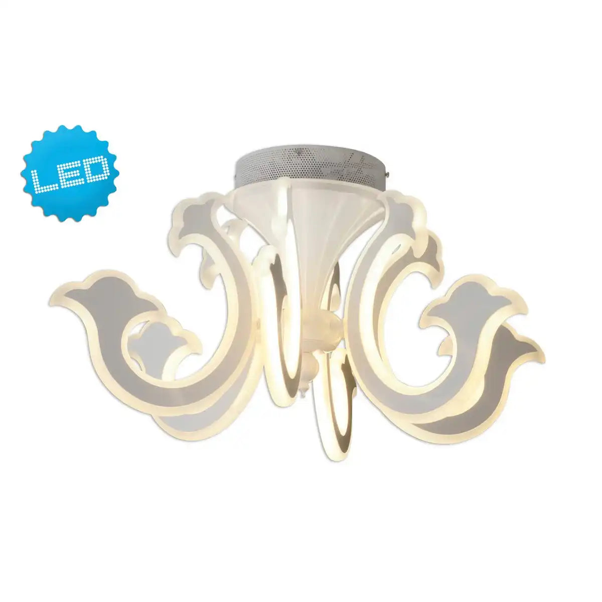 LED-Krone "LUDWIG" weiß Ø 66cm, mit fest verbauten LEDs, Metall in weiß